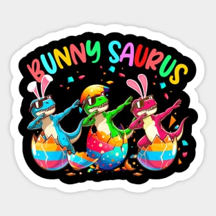 Bunny Saurus Three Dabbing Bunny Trexes Sunglasses In Eggs Sticker